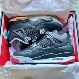 [US 9] NIKE AIR JORDAN 4 AJ4 RETRO BRED REIMAGINED BLACK RED Shoes FV5029-006